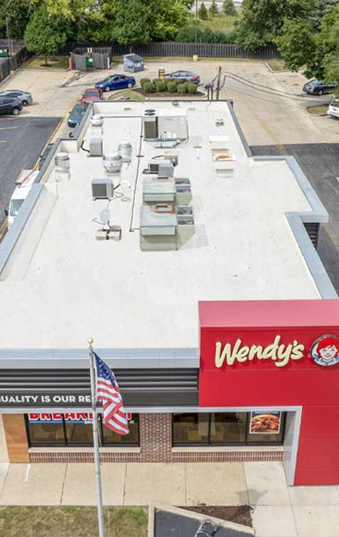 Wendy's restaurant commercial roofing project